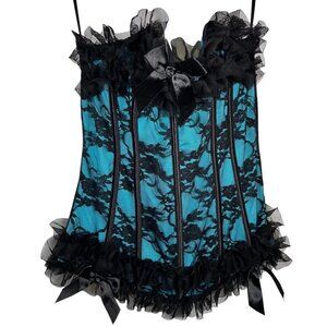 Torrid Bustier Corset 0/12 Bow Satin Ruffle Coquette Romantic Date Streetwear